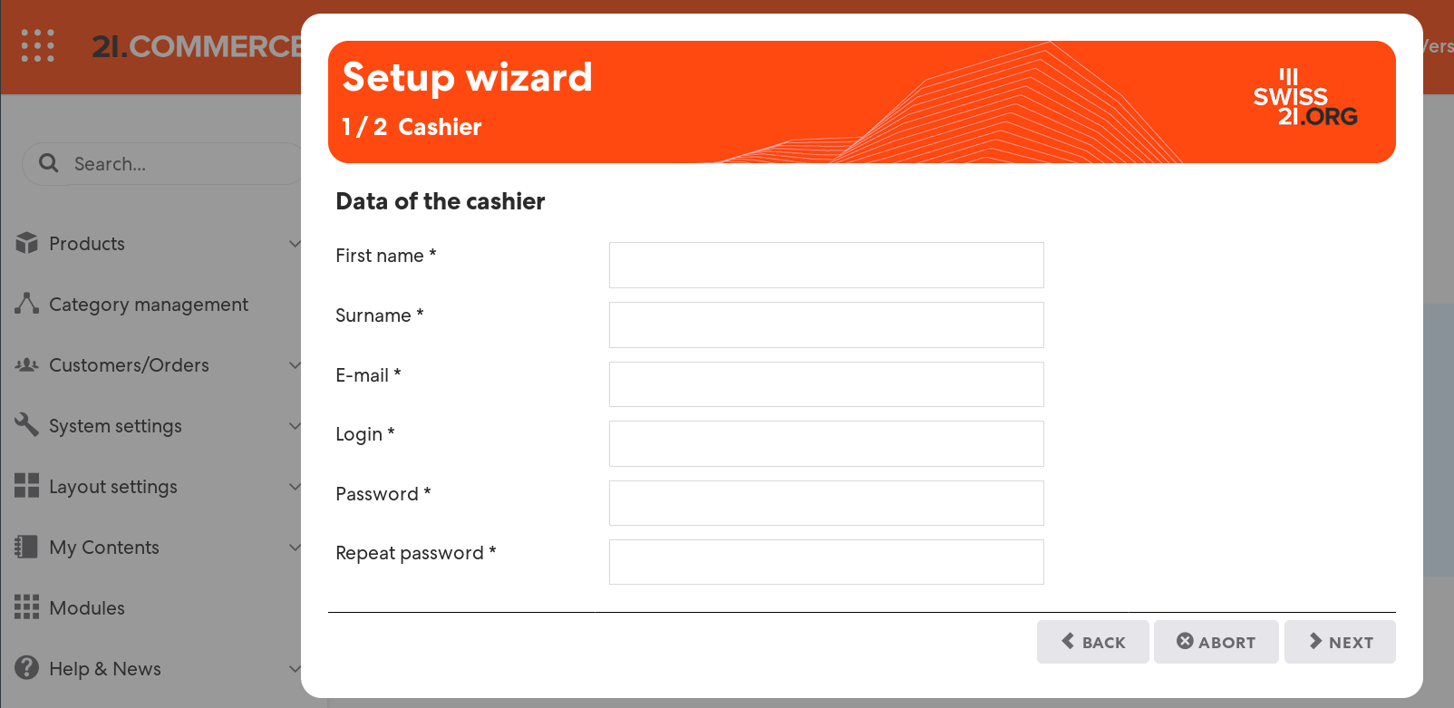 Figure 2: Enter the required data of your cash register user (cashier)