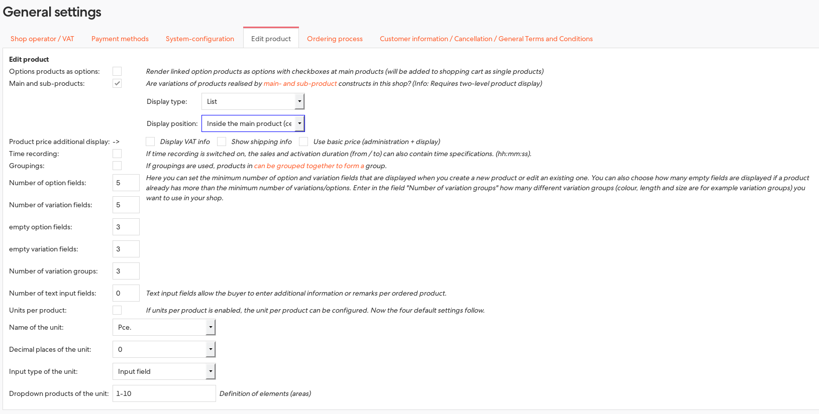Figure 2: Configuration: Display sub products as dropdowns within the parent, option product as checkboxes