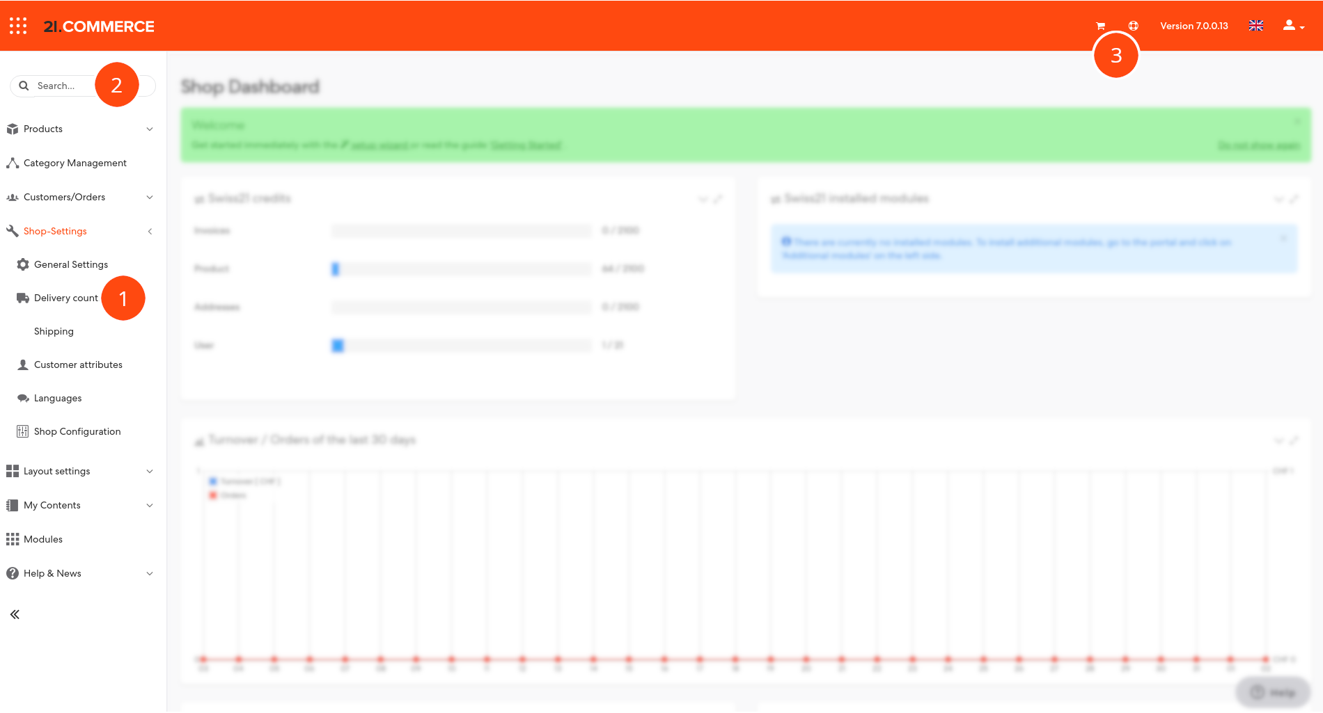 Figure 1: PepperShop Administration (main menu)