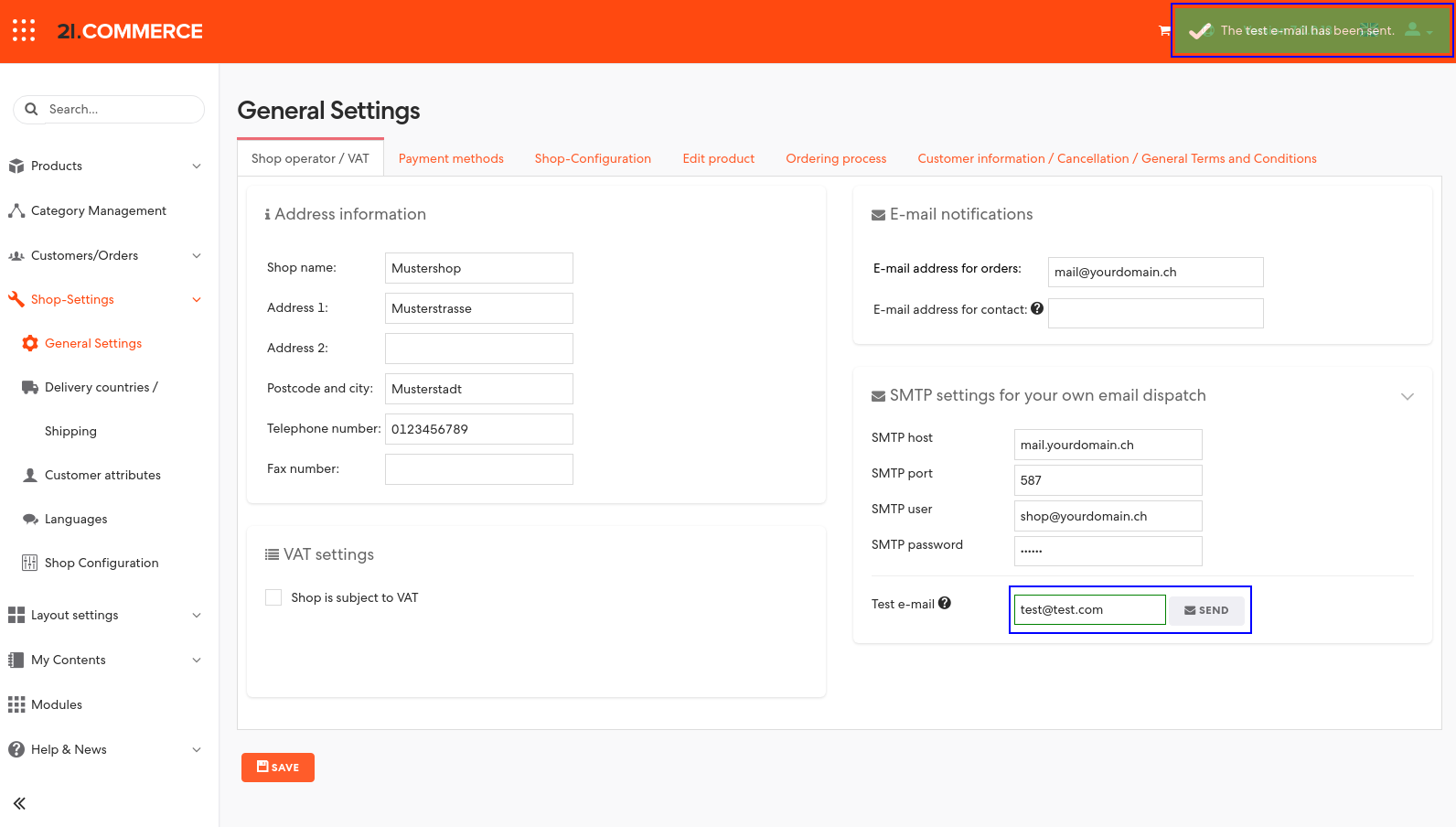 Figure 5: Send test e-mail