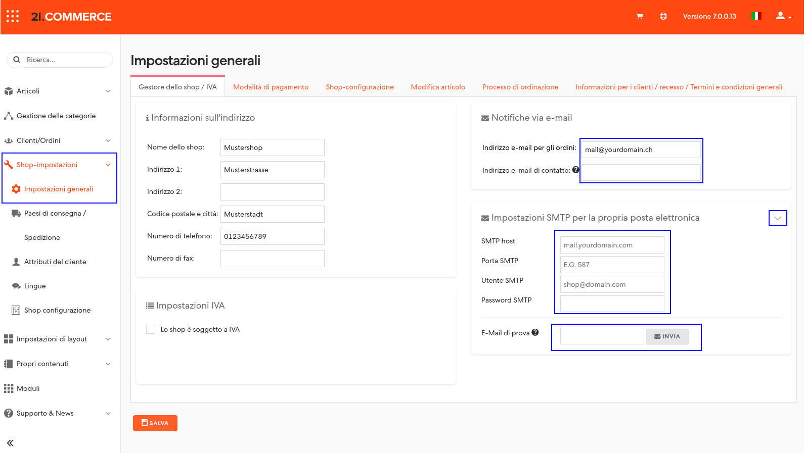 Figura 4: Impostazioni e-mail SMTP